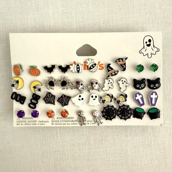 Claires Halloween Themed Stud Earring Set 20 Pack Fun Spooky Designs New - Picture 1 of 6